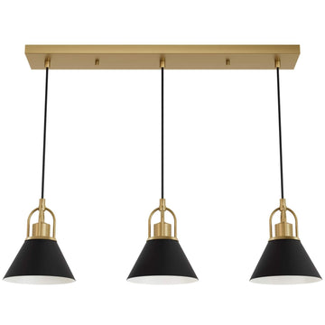 Carrington Isle 3 Light Linear Cluster Lighting Hunter Luxe Gold - Flat Matte Black 