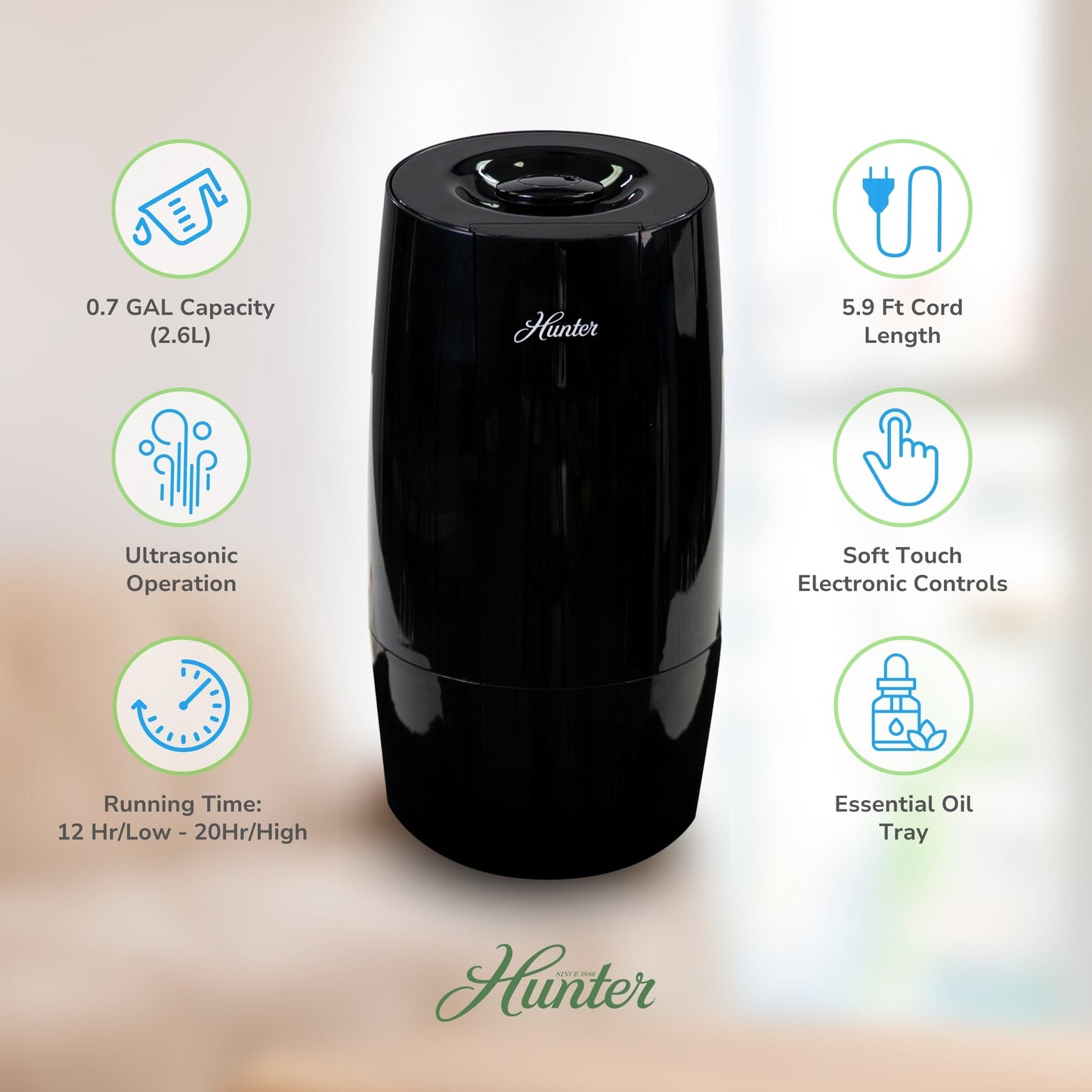 HHU425 Hunter Aspire 0.7 Gal Ultrasonic Cool Mist Humidifier Humidifier Hunter Pure Air 