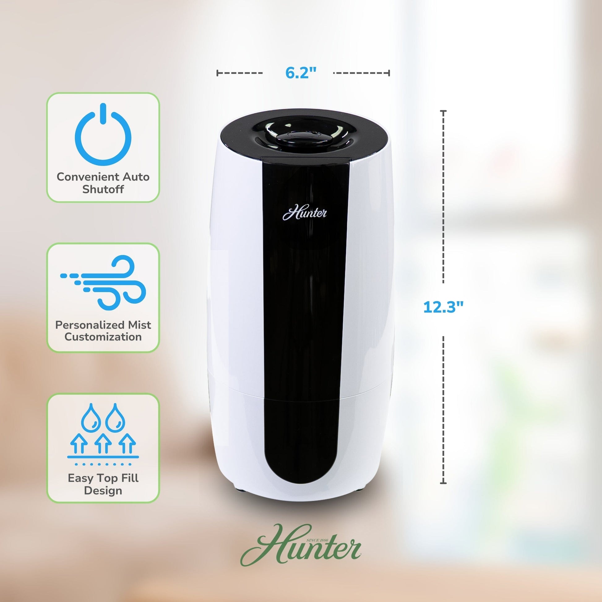 HHU425 Hunter Aspire 0.7 Gal Ultrasonic Cool Mist Humidifier Humidifier Hunter Pure Air 