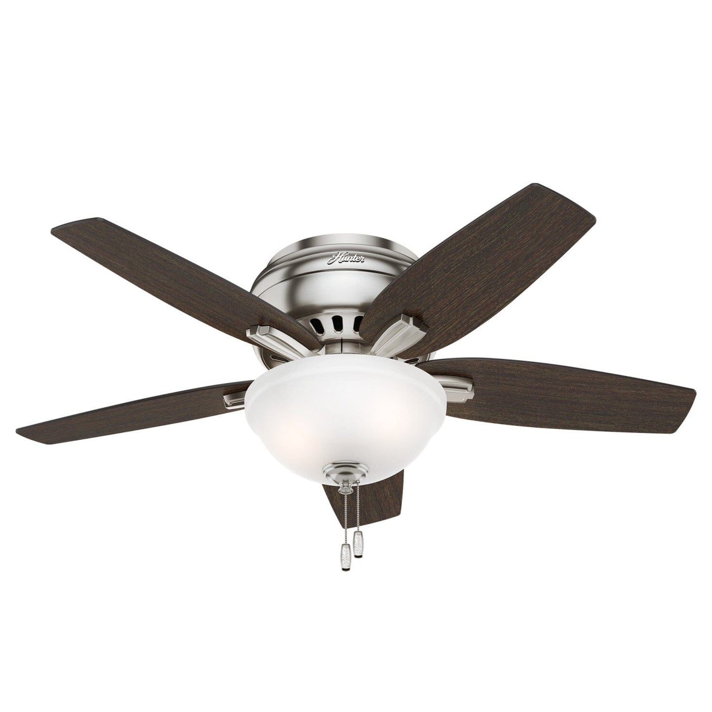 Newsome Low Profile with Light 42 inch Ceiling Fans Hunter Brushed Nickel - Medium Walnut 