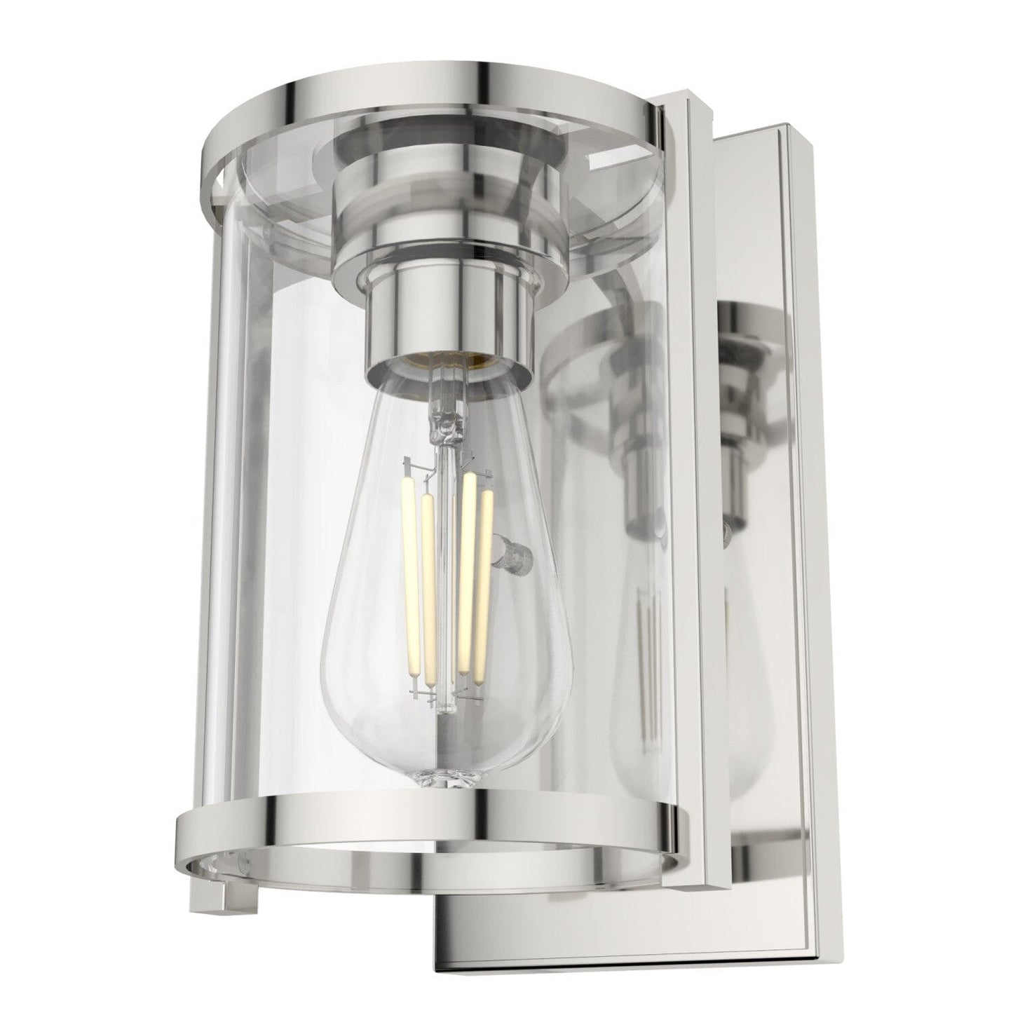 1 Light Astwood Wall Sconce Lighting Hunter Polished Nickel - Clear 