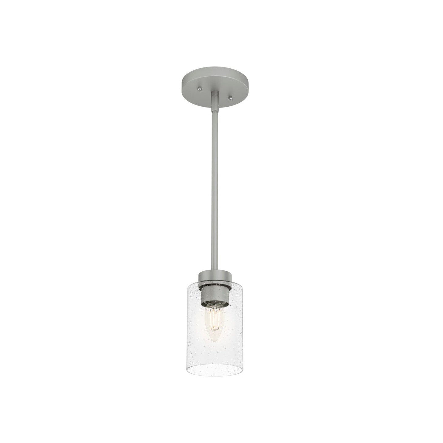 1 Light Hartland Mini Pendant Lighting Hunter Matte Silver - Seeded 