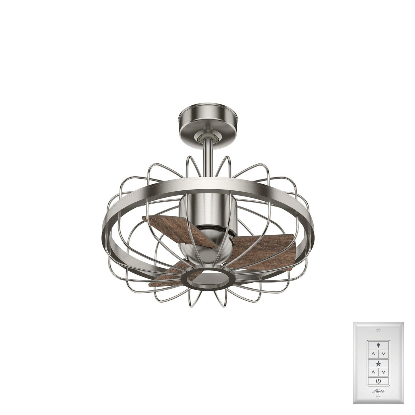 16 inch Roswell Ceiling Fans Hunter Brushed Nickel - Spiced Chai Oak 