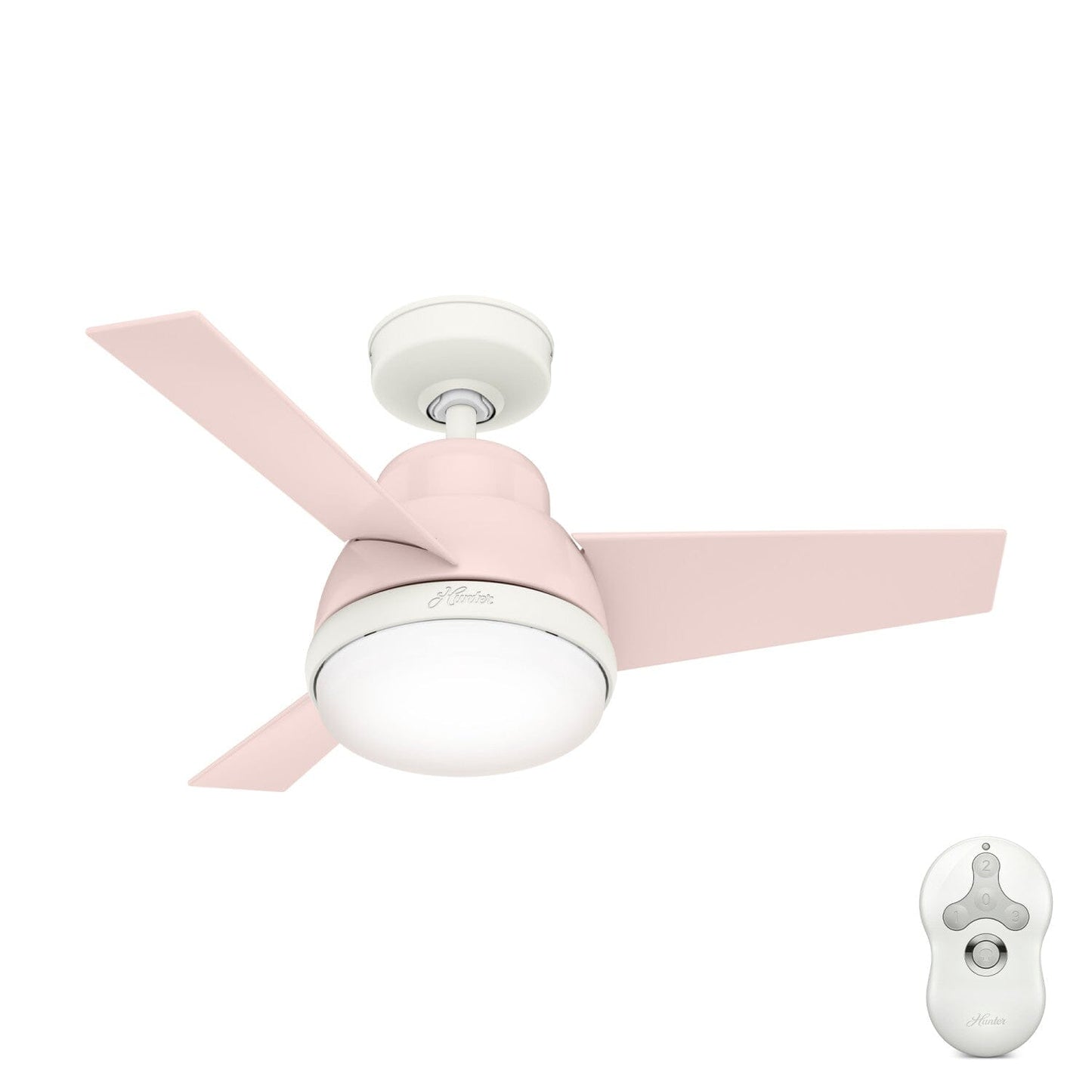 Valda with LED Light and Remote Control 36 inch Ceiling Fans Hunter Blush Pink - Blush Pink 