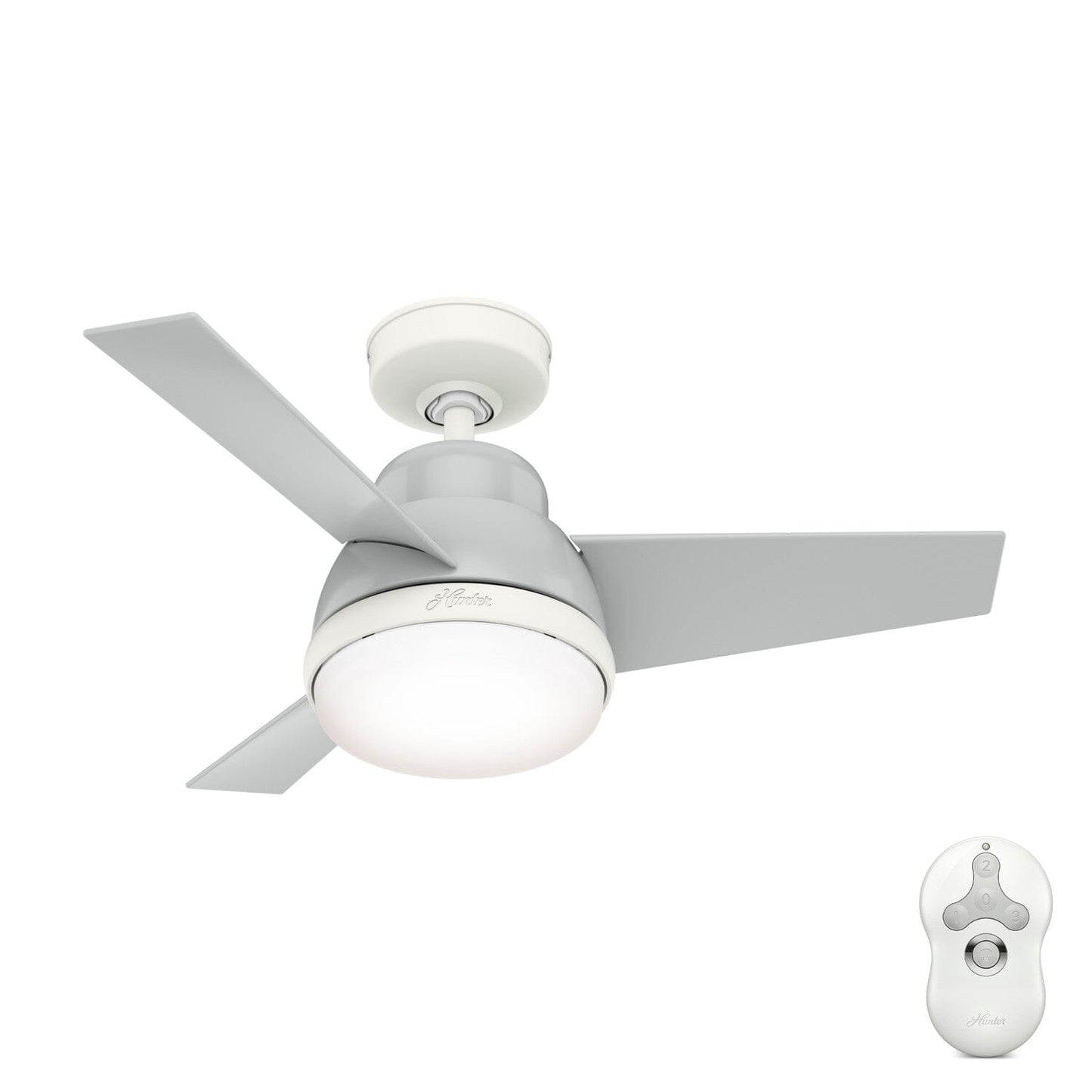 Valda with LED Light and Remote Control 36 inch Ceiling Fans Hunter Dove Grey - Dove Grey 