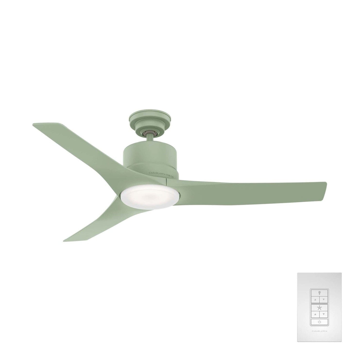 52 inch Piston Outdoor with LED Light and Remote Control Ceiling Fans Casablanca Soft Sage - Soft Sage 