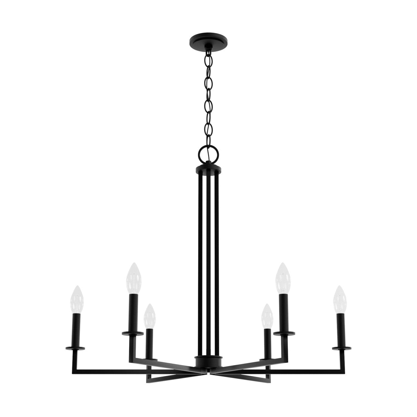 6 Light Bearden 6 Light Chandelier Lighting Hunter Natural Black Iron - None 