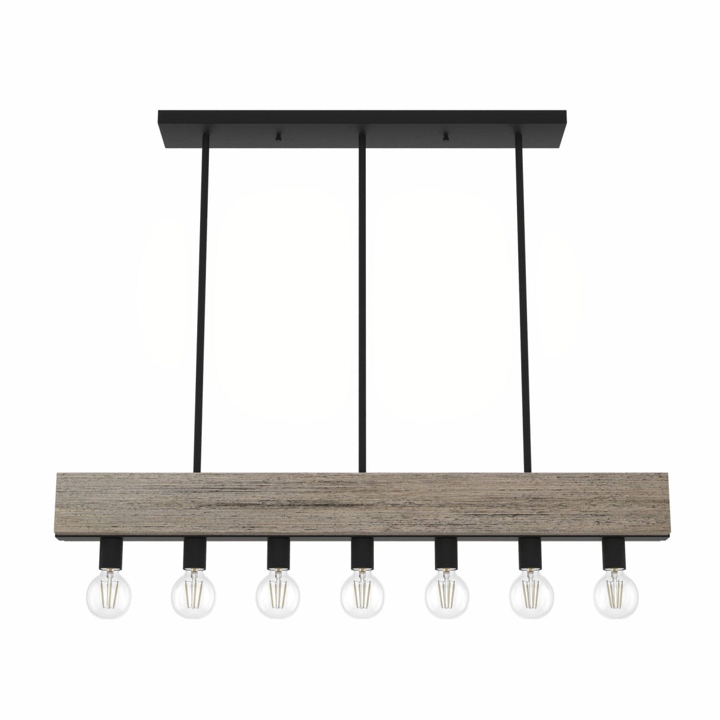 7 Light Donelson Linear Chandelier Lighting Hunter Rustic Iron - Barnwood 