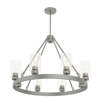 8 Light Hartland Chandelier Lighting Hunter Matte Silver - Seeded 