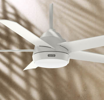 Hunter ceiling fan in white finish.