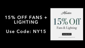 15% Off Fans & Lighting. Use Code: NY15. Excludes Clearance and Select Items. Valid through January 20th.