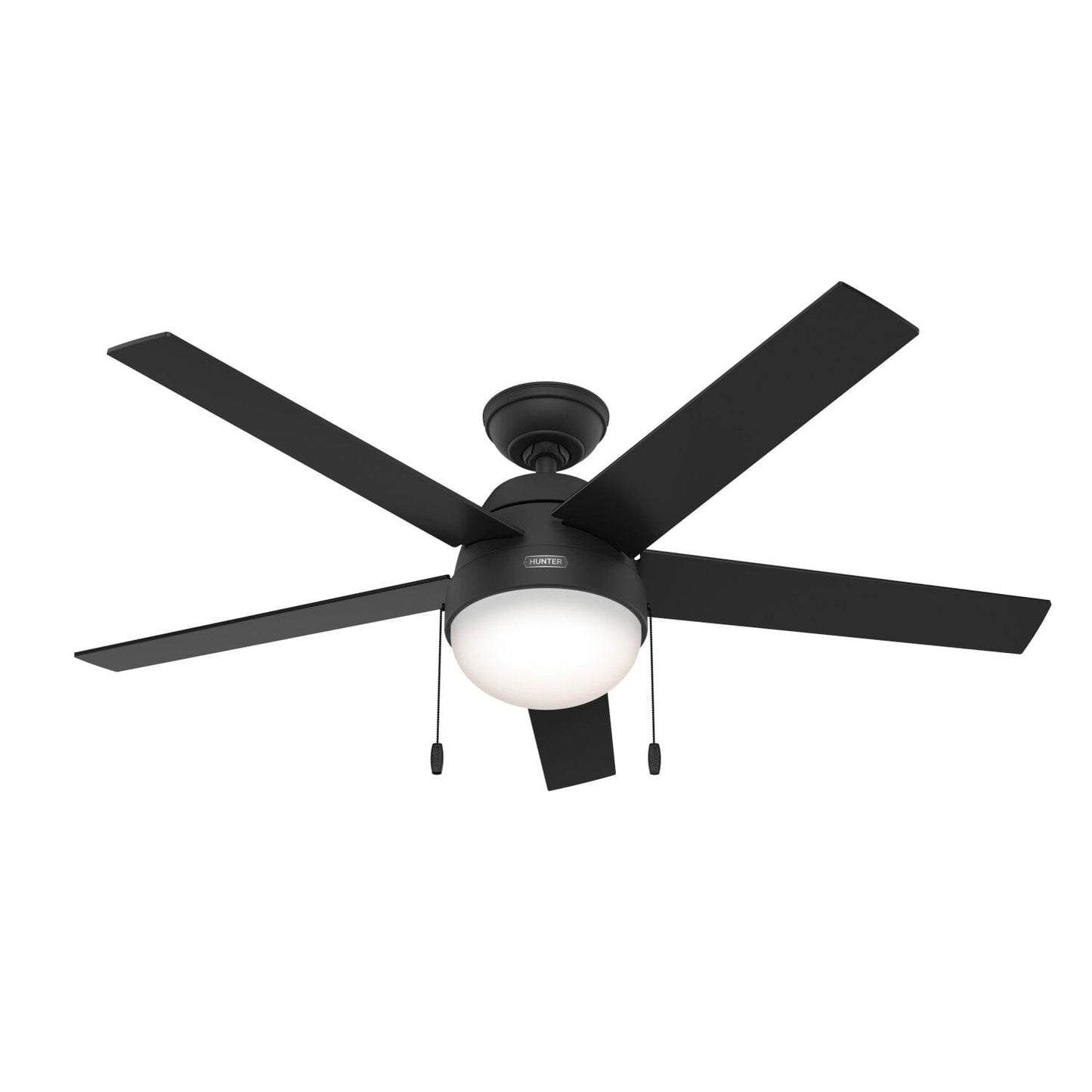 Anslee with LED Light 52 inch Ceiling Fans Hunter Matte Black - Matte Black 