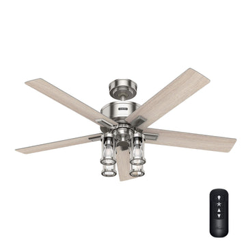 Astwood II Indoor with LED Light 52 inch with remote Ceiling Fans Hunter Brushed Nickel - Light Oak 