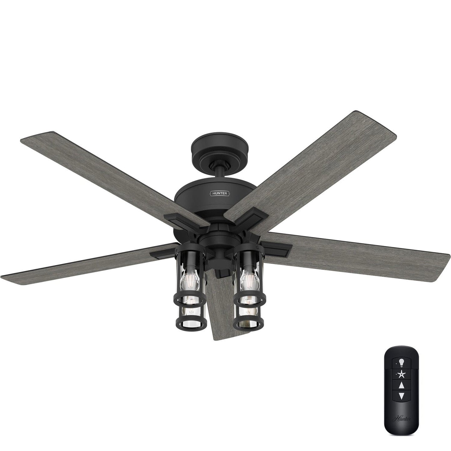 Astwood II Indoor with LED Light 52 inch with remote Ceiling Fans Hunter Matte Black - Dark Gray Oak 