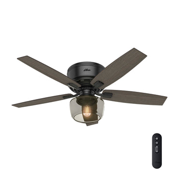 Bennett Low Profile with Light and Remote Control 52 inch Ceiling Fans Hunter Matte Black - Greyed Walnut 