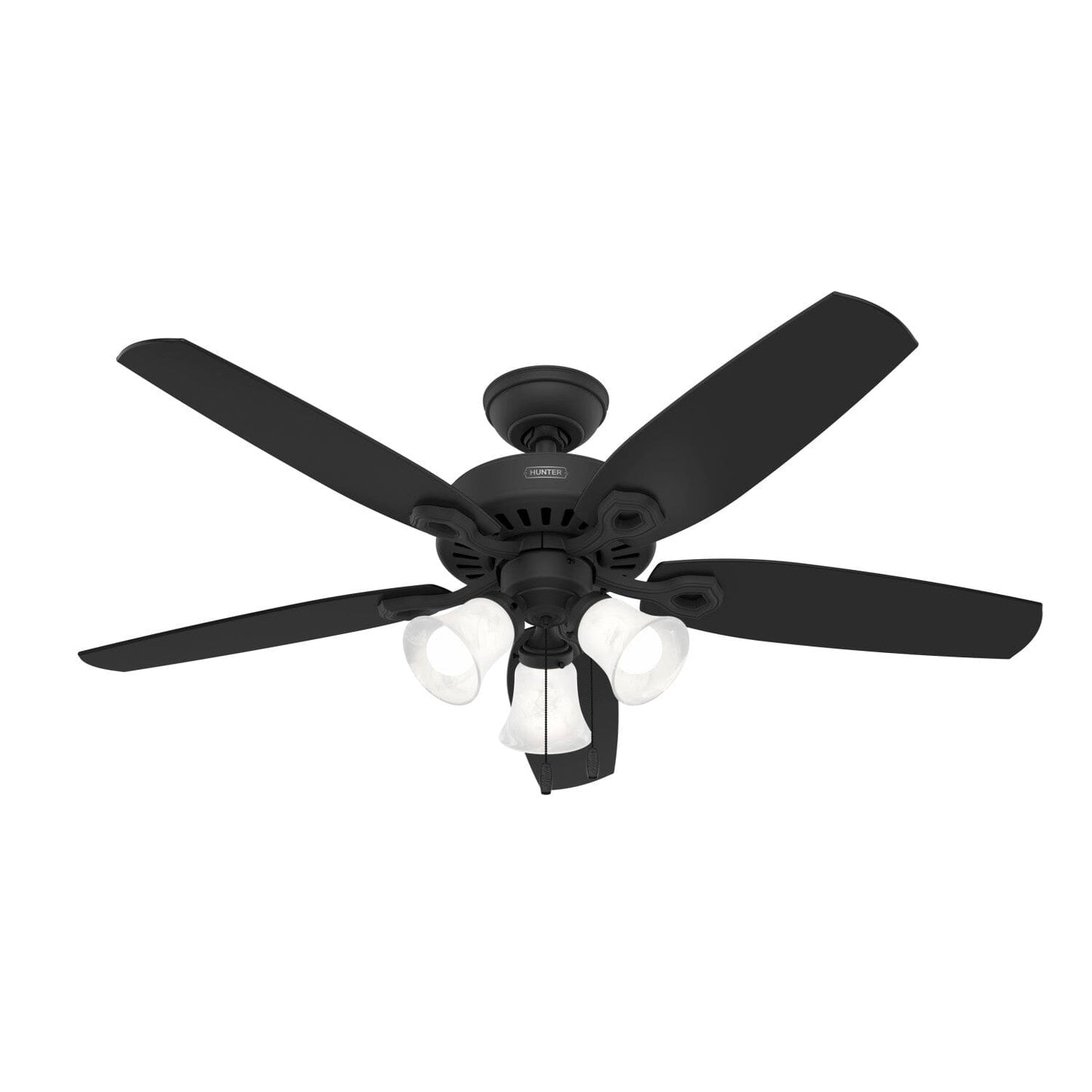 Builder Plus with 3 Lights 52 inch Ceiling Fans Hunter Matte Black - Matte Black 