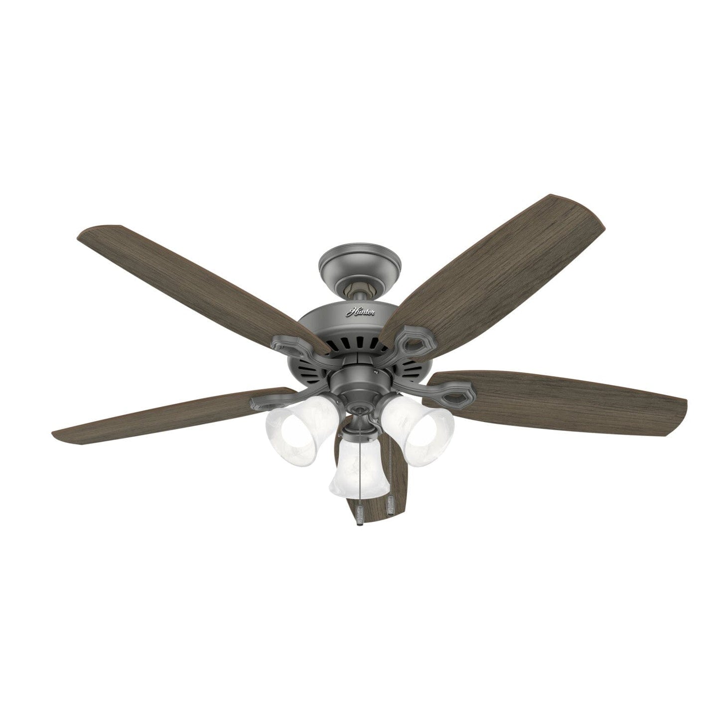 Builder Plus with 3 Lights 52 inch Ceiling Fans Hunter Matte Silver - Warm Grey Oak 