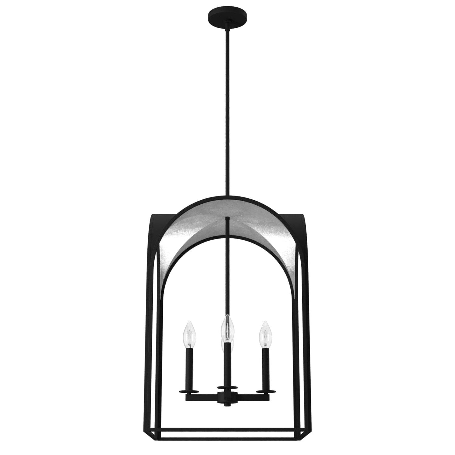 Dukestown 4 Light Pendant 18 inch Lighting Hunter Natural Black Iron - Silver Leaf 