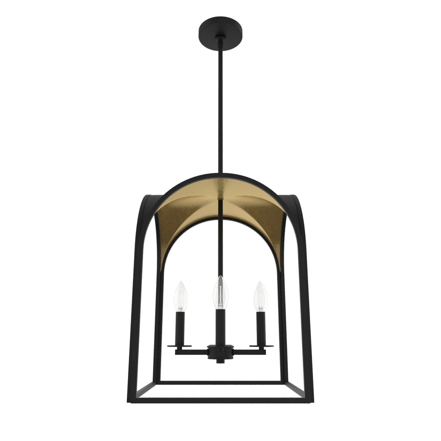 Dukestown 4 Light Lantern Pendant 15 in Lighting Hunter Natural Black Iron - Gold Leaf 