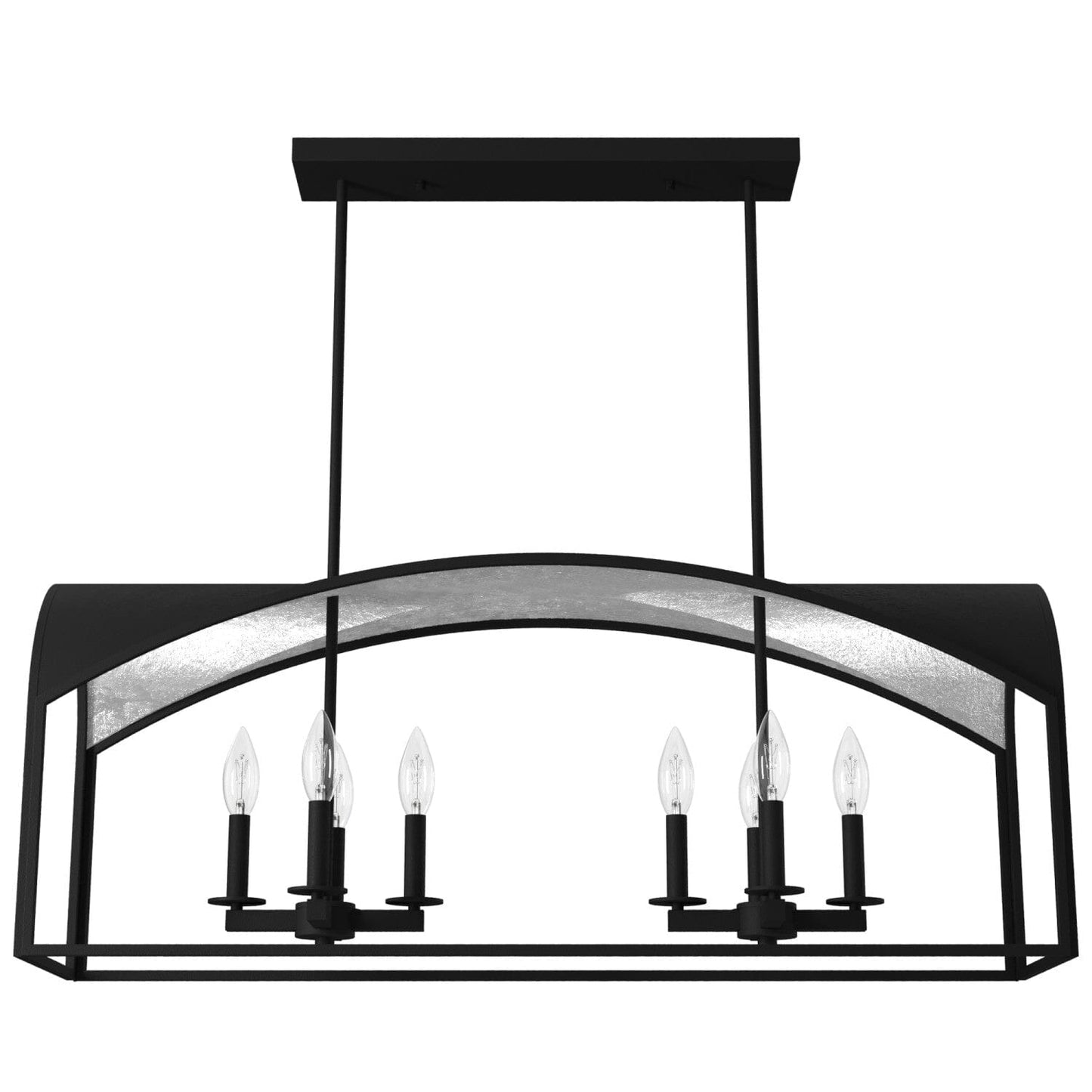 Dukestown 8 Light Linear Lighting Hunter Natural Black Iron - Silver Leaf 