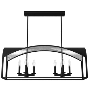 Dukestown 8 Light Linear Lighting Hunter Natural Black Iron - Silver Leaf 