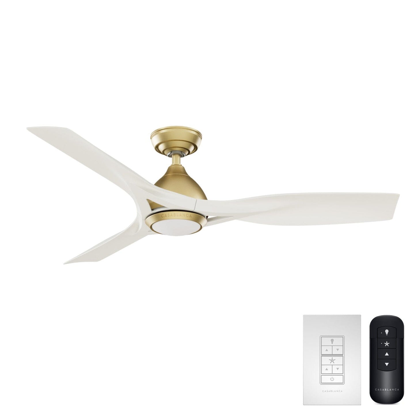 Elise Outdoor ENERGY STAR DC with LED Light 54 inch with remote and wall control Ceiling Fans Casablanca Alturas Gold - Fresh White 