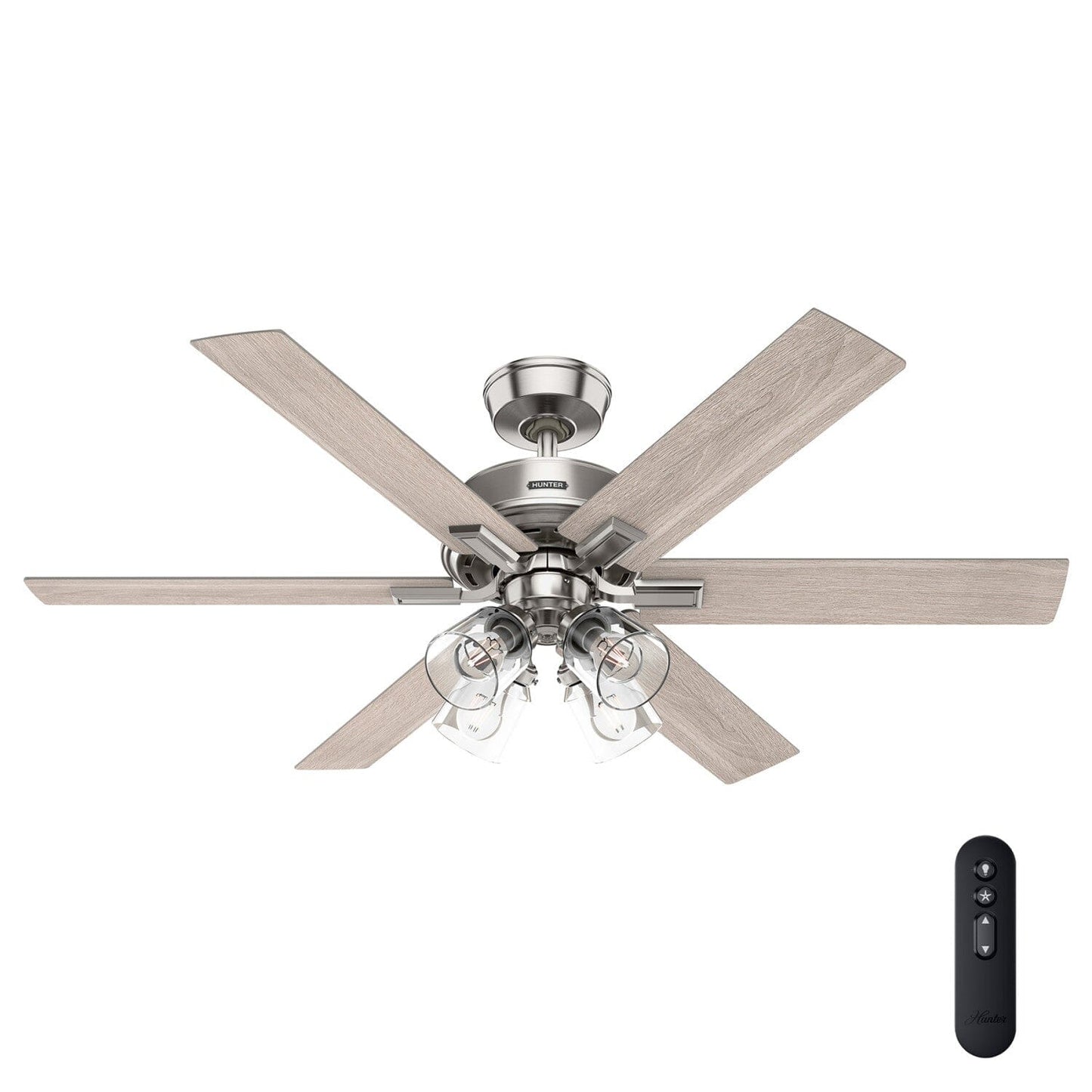 Fonthill Indoor HunterExpress with LED Light 52 inch with remote Ceiling Fans Hunter Brushed Nickel - Light Gray Oak 