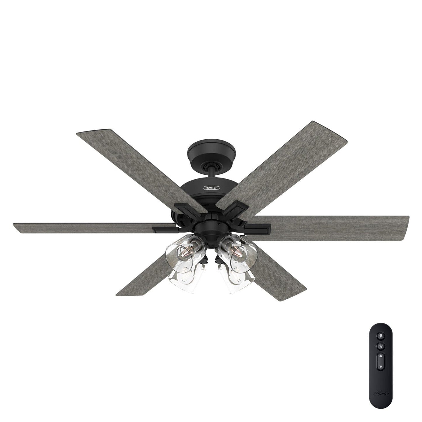 Fonthill Indoor HunterExpress with LED Light 52 inch with remote Ceiling Fans Hunter Matte Black - Dark Gray Oak 