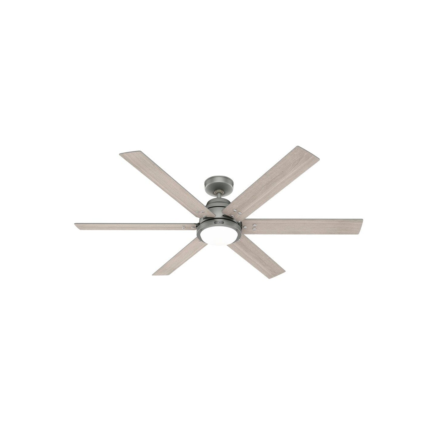 Gravity Indoor Smart Fan ENERGY STAR with LED light 60 inch with Remote Ceiling Fans Hunter Matte Silver - Light Gray Oak 