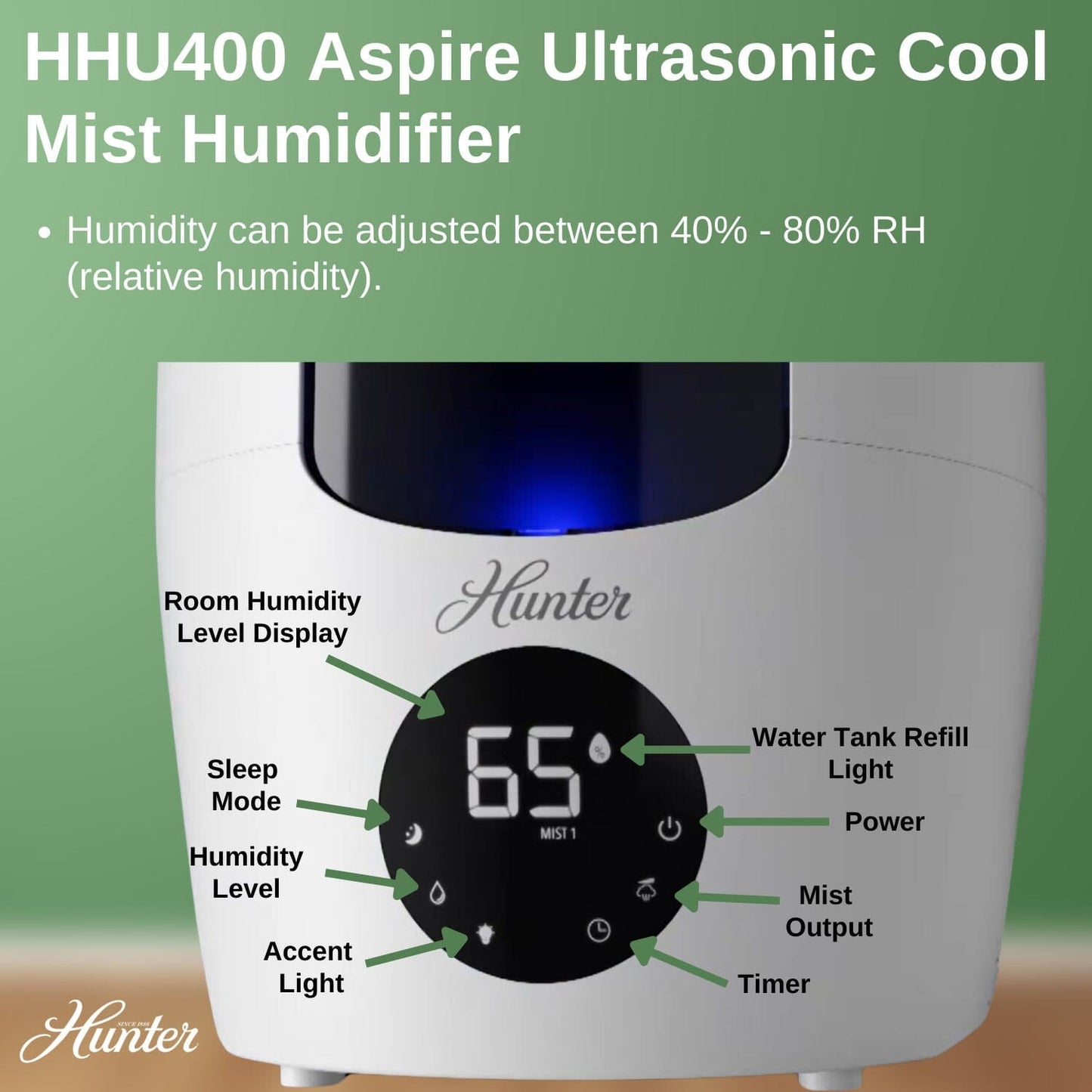 HHU400 Aspire Ultrasonic Cool Mist Humidifier Service Parts Hunter Pure Air 