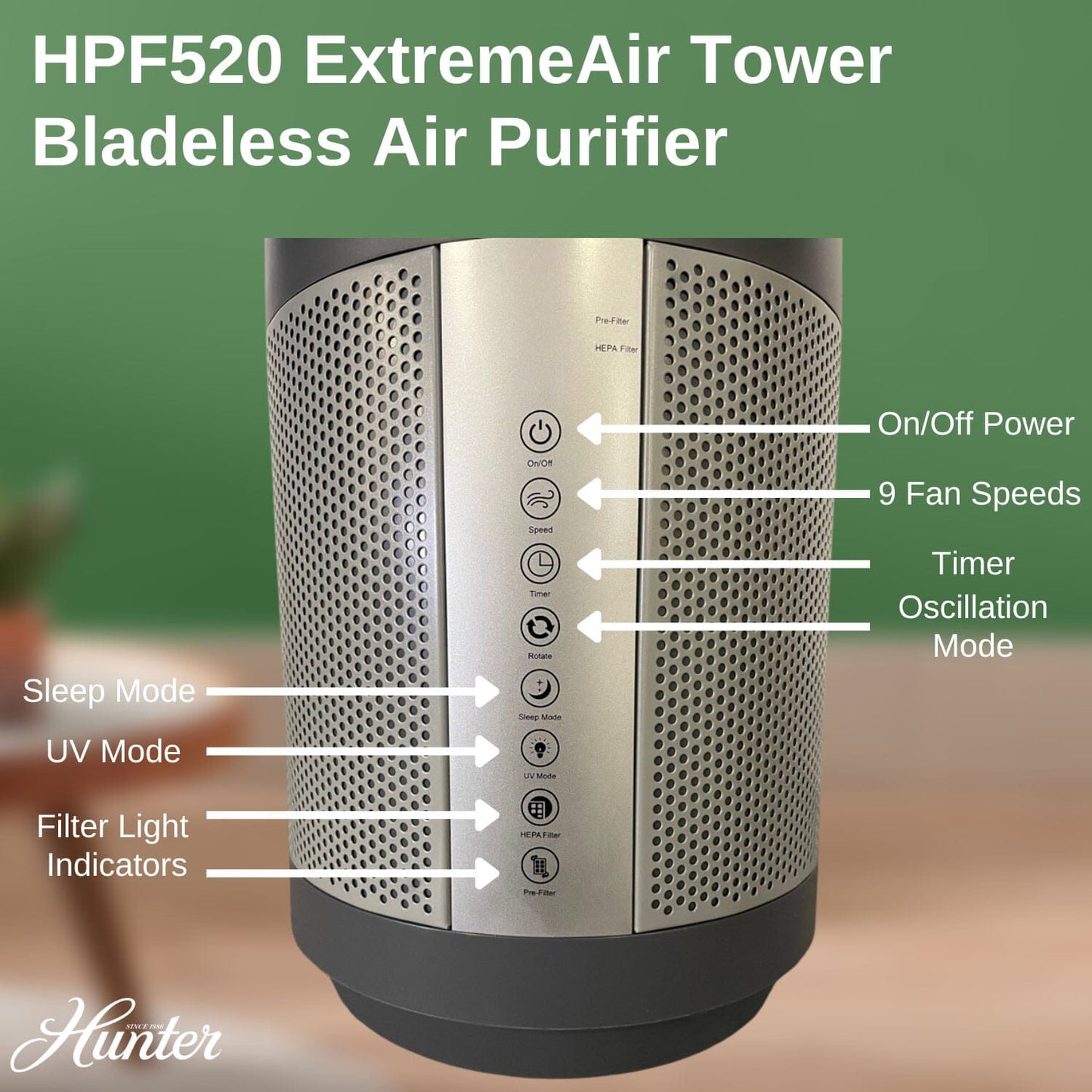 HPF520 ExtremeAir Tower Bladeless Air Purifier Hunter Pure Air 