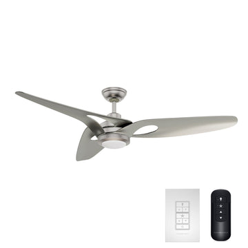 Inez Outdoor ENERGY STAR DC with LED Light 60 inch with remote and wall control Ceiling Fans Casablanca Brushed Nickel - Matte Nickel 