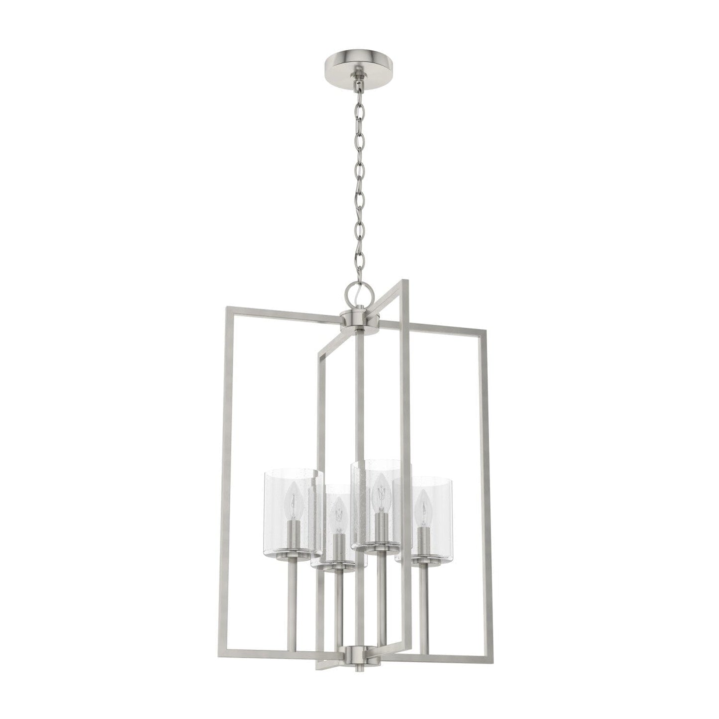 Kerrison 4 Light Small Foyer Pendant Lighting Hunter Brushed Nickel - Seeded 