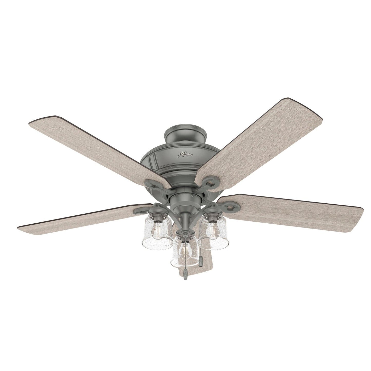 MacArthur with LED Light 54 Inch Ceiling Fans Hunter Matte Silver - Light Gray Oak 