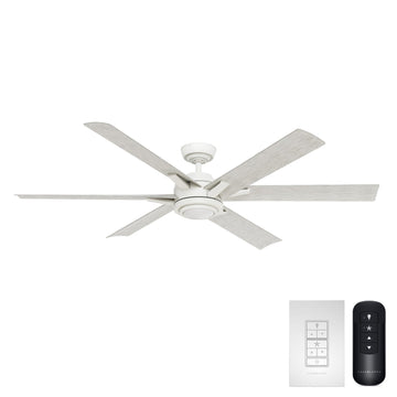 Melia Outdoor ENERGY STAR DC with LED Light 65 inch with remote and wall control Ceiling Fans Casablanca Fresh White - White Washed Oak 