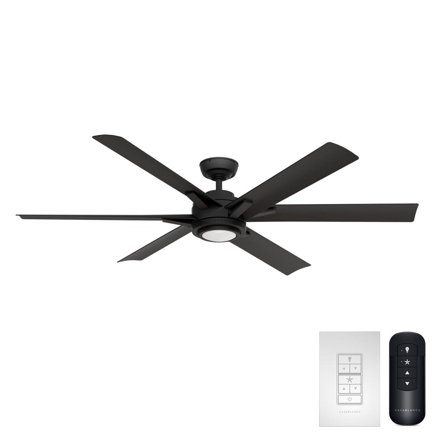 Melia Outdoor ENERGY STAR DC with LED Light 65 inch with remote and wall control Ceiling Fans Casablanca Matte Black - Matte Black 