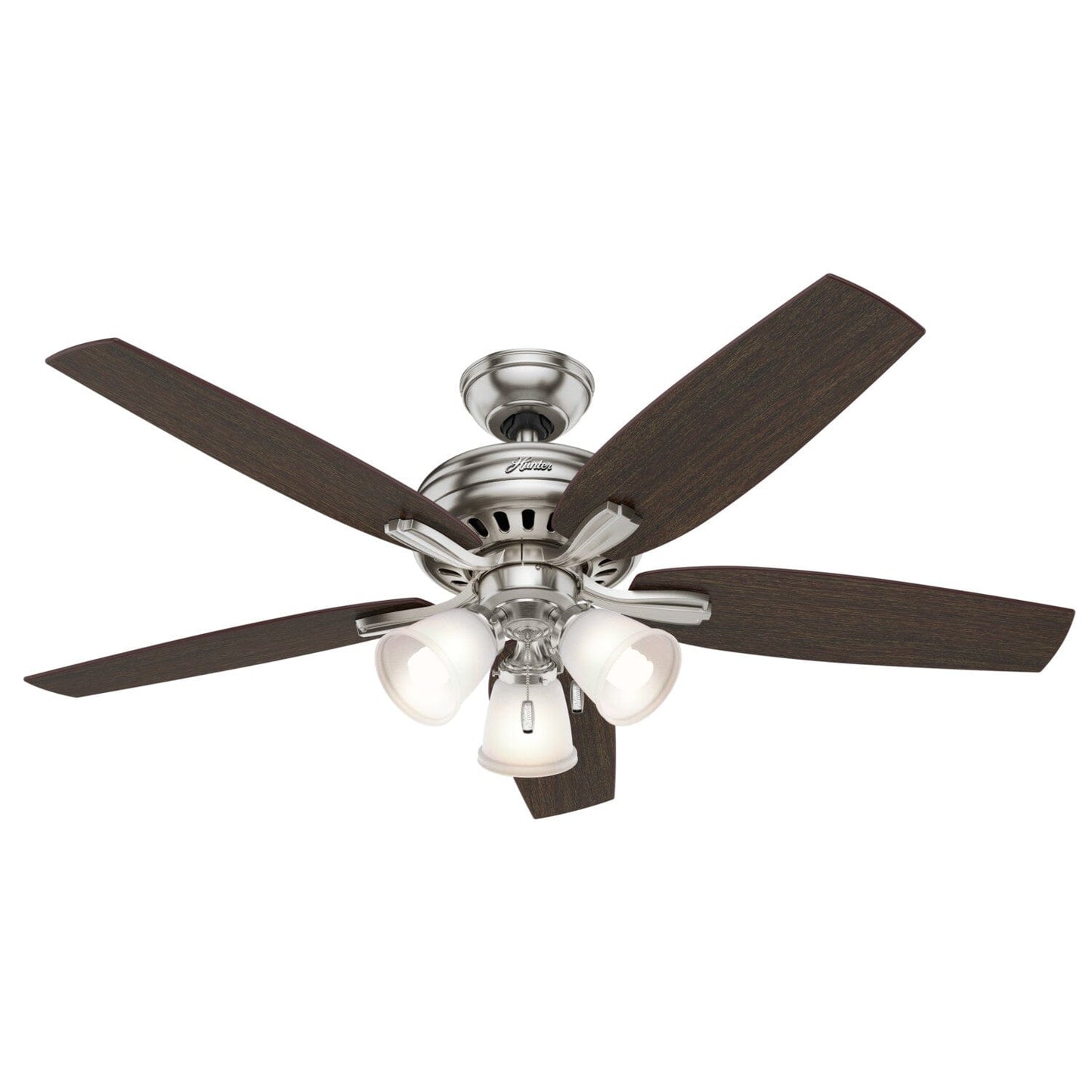 Newsome with 3 Lights 52 inch Ceiling Fans Hunter Brushed Nickel - Medium Walnut 