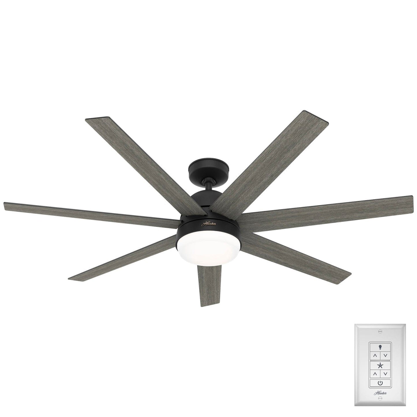 Phenomenon Indoor Smart Fan ENERGY STAR with LED Light 60 inch with Wall Control Ceiling Fans Hunter Matte Black - Dark Gray Oak 