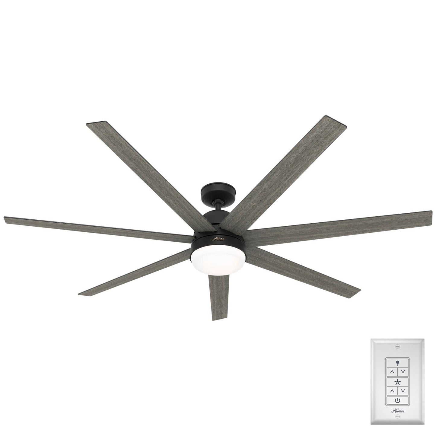 Phenomenon Indoor Smart Fan ENERGY STAR with LED Light 70 inch with Wall Control Ceiling Fans Hunter Matte Black - Dark Gray Oak 