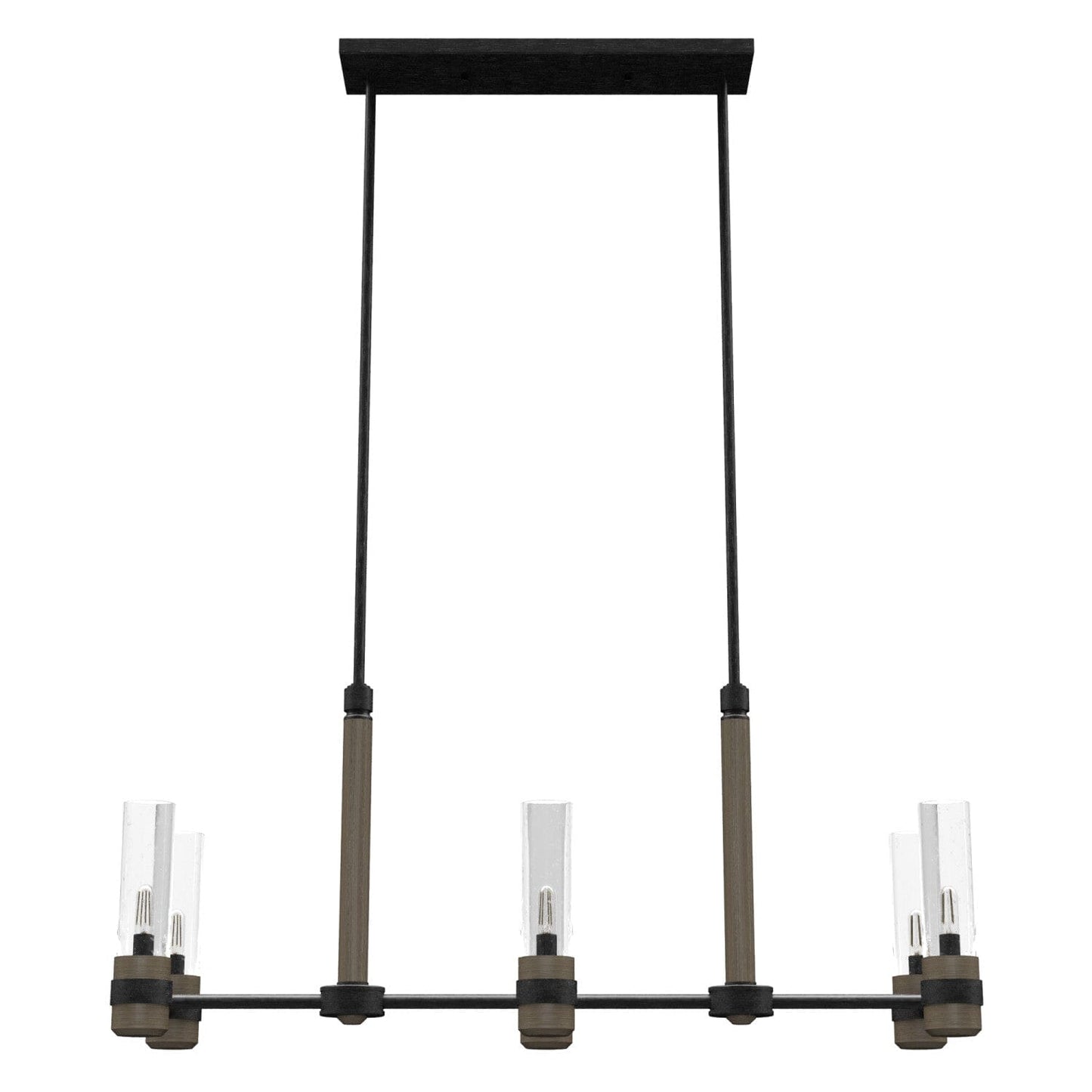 River Mill 6 Light Linear Chandelier Lighting Hunter Rustic Iron - French Oak 