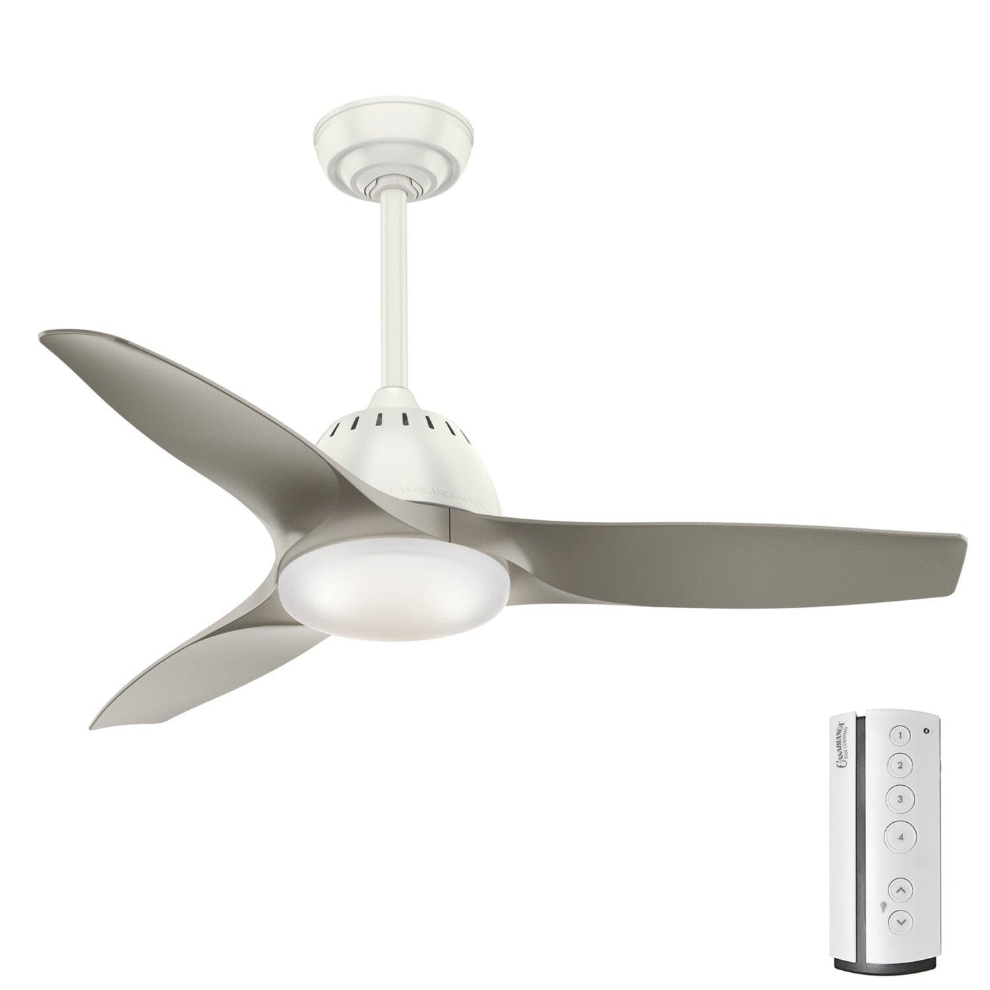 Wisp with LED Light 44 inch Ceiling Fans Casablanca Fresh White - Painted Pewter 