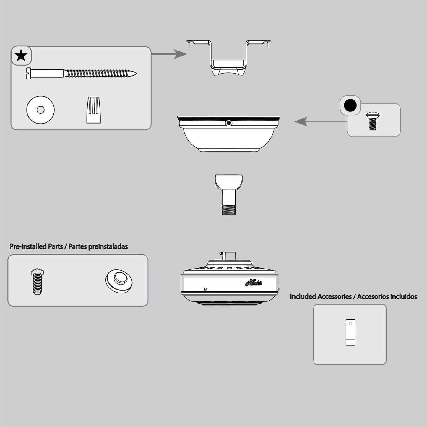 Hanging System-Brushed Nickel - K006501875 Service Parts Hunter 